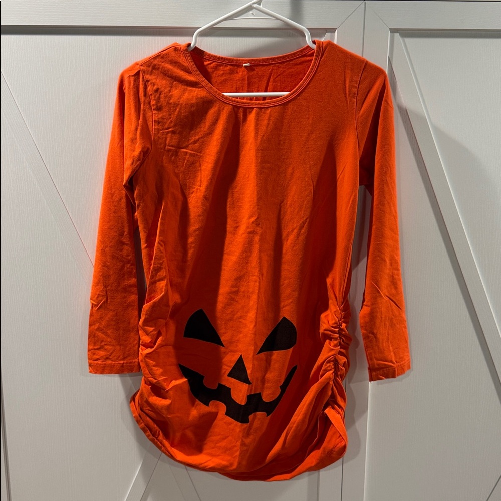 Orange Pumpkin Maternity Long Sleeve Shirt